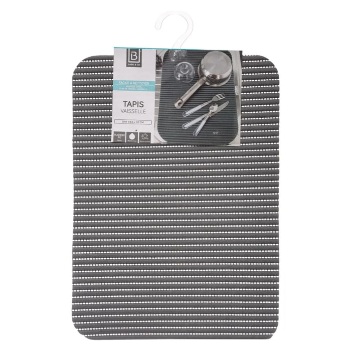 Tapis de vaisselle microfibre 32x44,5cm gris