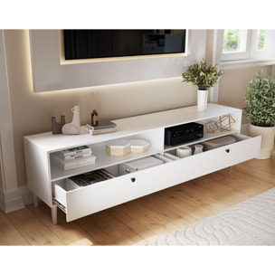 Gaby - meuble tv - blanc - 2 tiroirs et 2 niches - 200 cm - Blanc