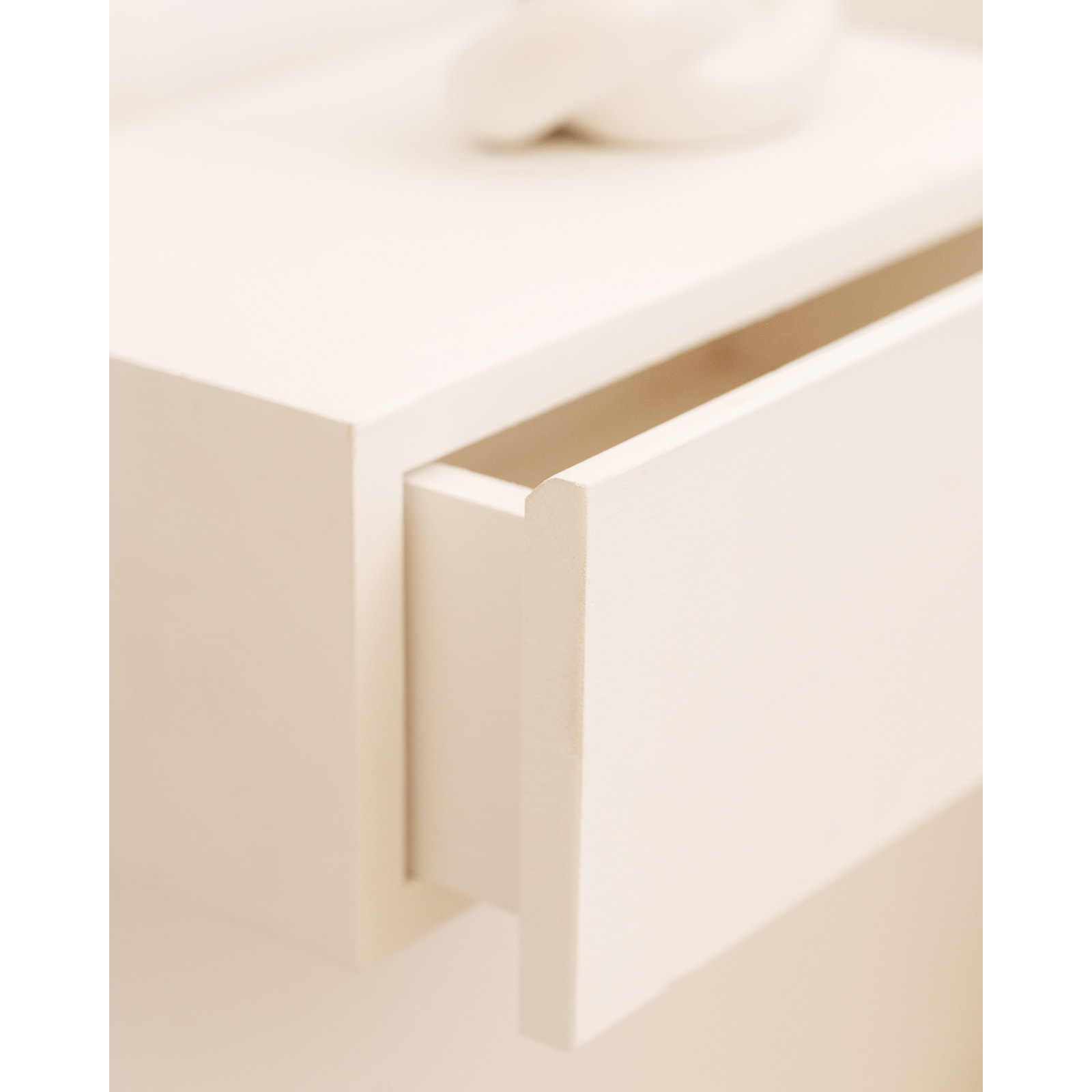 Pack de deux tables de chevet flottantes en bois massif blanc 15x40cm Hauteur: 15 Longueur: 40 Largeur: 25.5