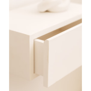 Pack de deux tables de chevet flottantes en bois massif blanc 15x40cm Hauteur: 15 Longueur: 40 Largeur: 25.5
