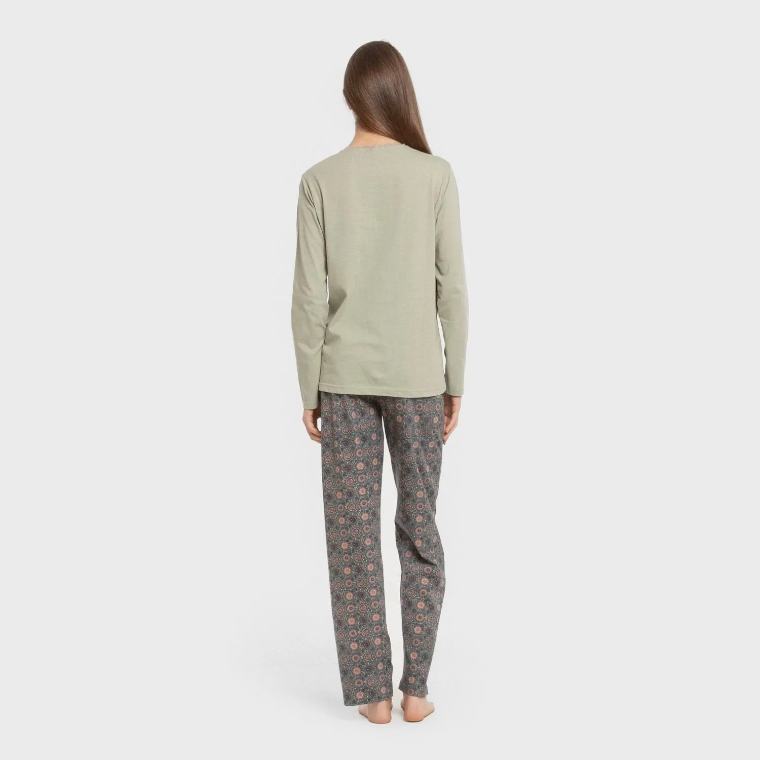 Pijama largo algodón Gabi Verde Claro