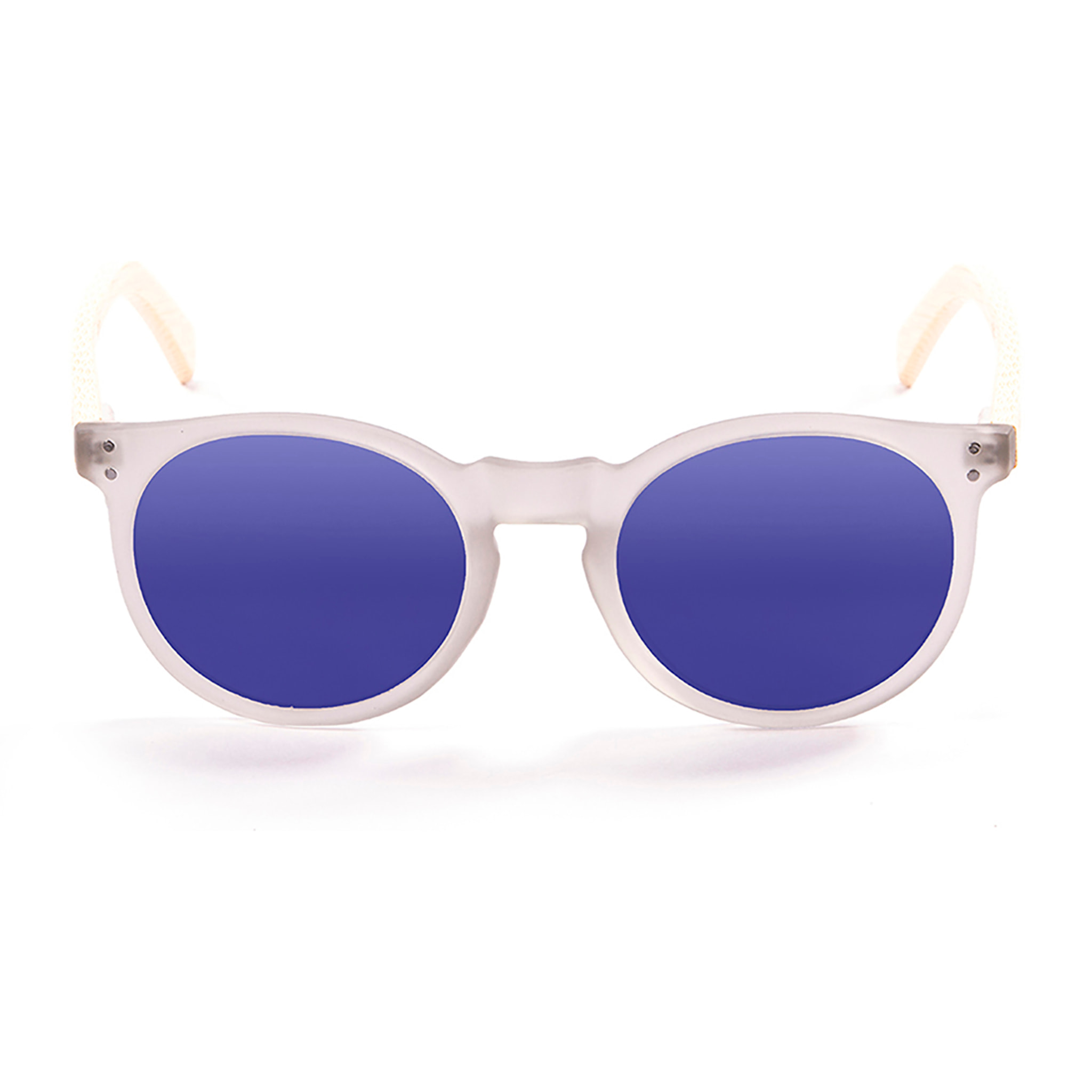 Gafas de sol OCEAN LIZARD WOOD - De brazo marrón bambú con montura transparente blanco y / Revo azul