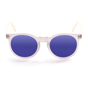 Gafas de sol OCEAN LIZARD WOOD - De brazo marrón bambú con montura transparente blanco y / Revo azul