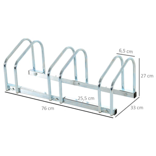 Râtelier 3 vélos dim. 70L x 33l x 27H cm acier galvanisé