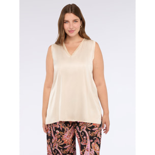 Fiorella Rubino - Top in raso con scollo a V - Oro