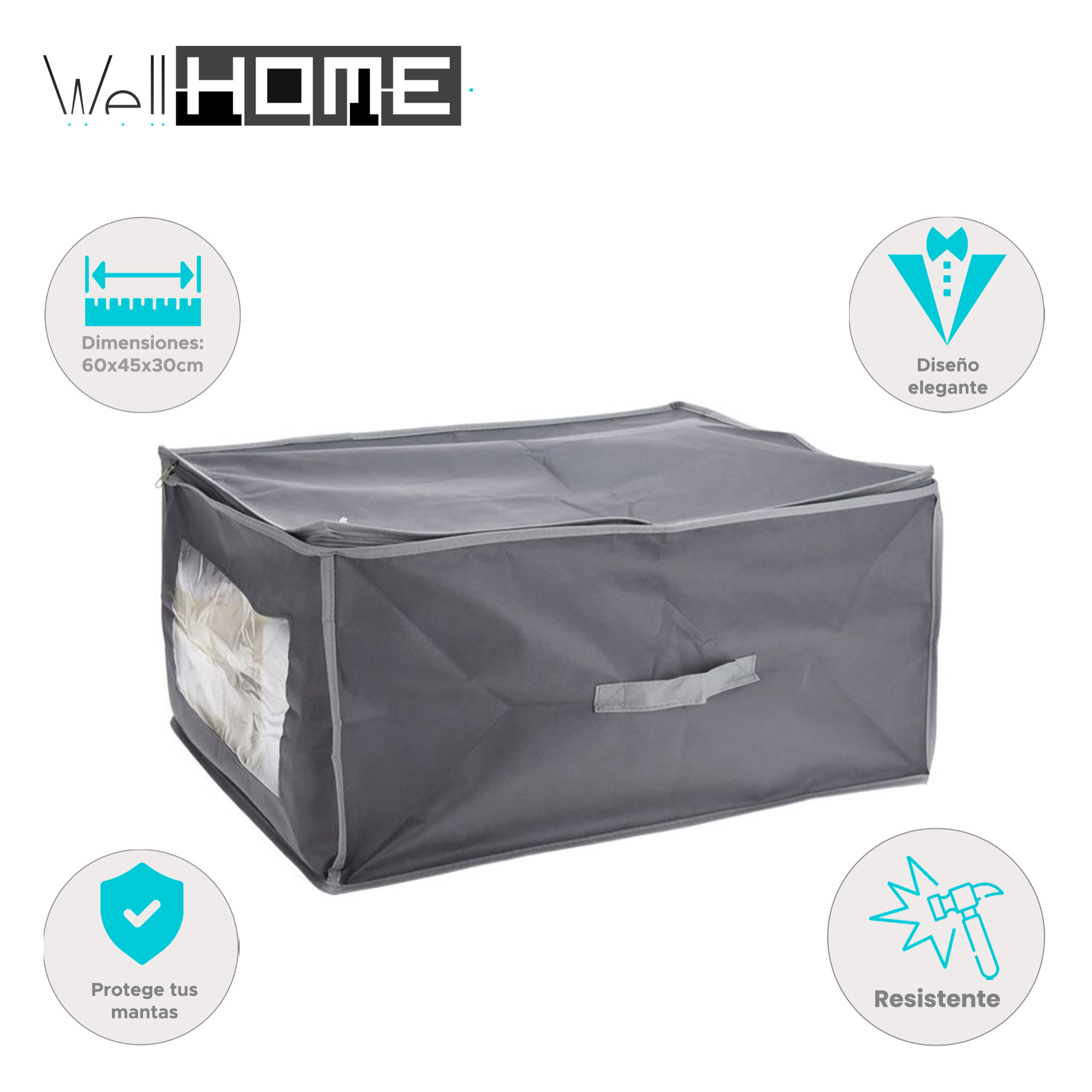 Well home funda protectora para manta no tejida de alta calidad en gris oscuro con ribete gris claro