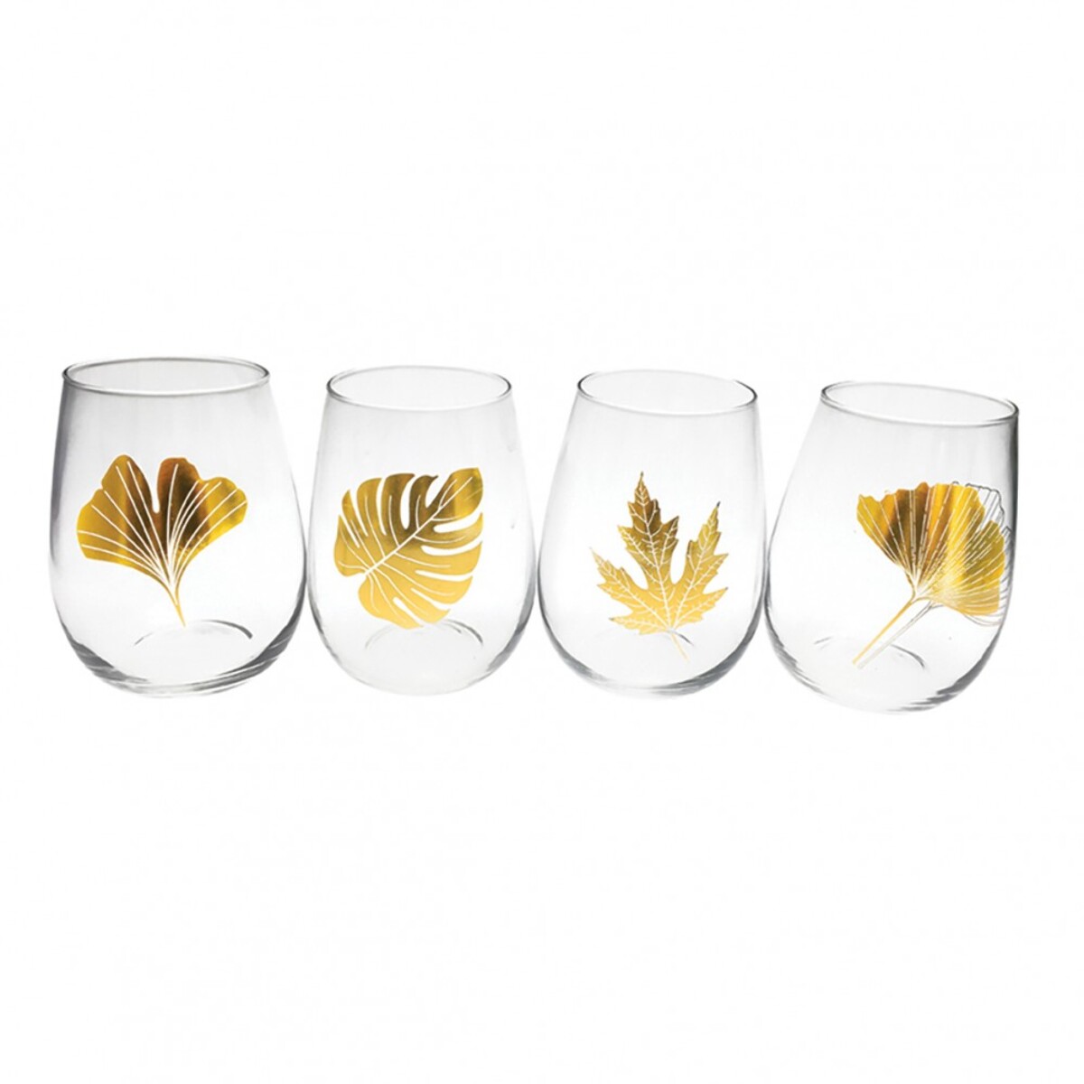 Verres feuilles dorees - lot de 4