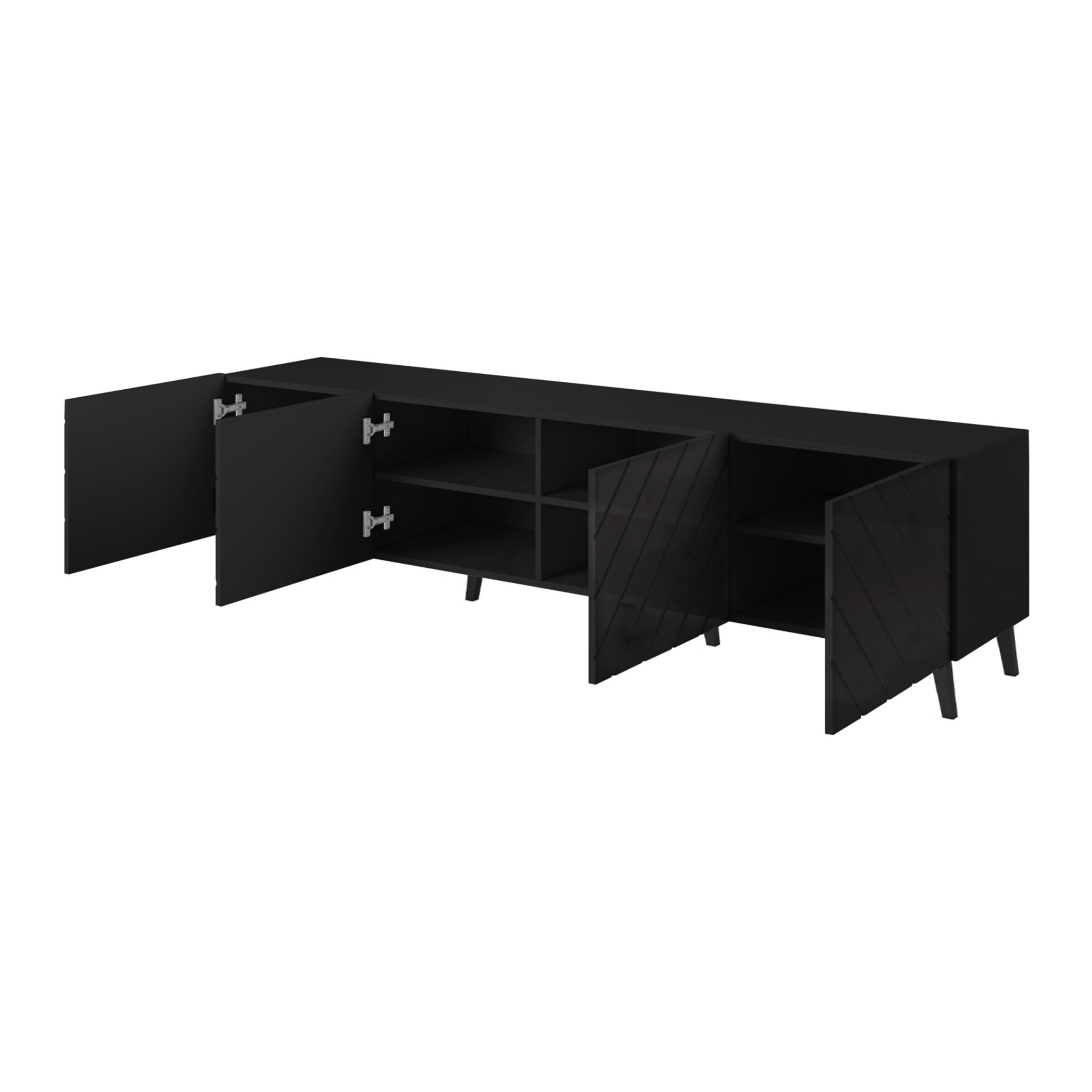 Chloe - meuble TV - 4 portes - 200 cm - Noir