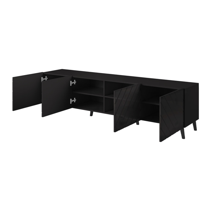 Chloe - meuble TV - 4 portes - 200 cm - Noir