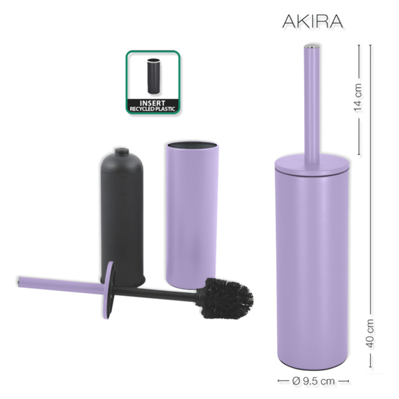 Set Poubelle à  pédale 5L & Brosse Wc AKIRA Lavande mat Spirella