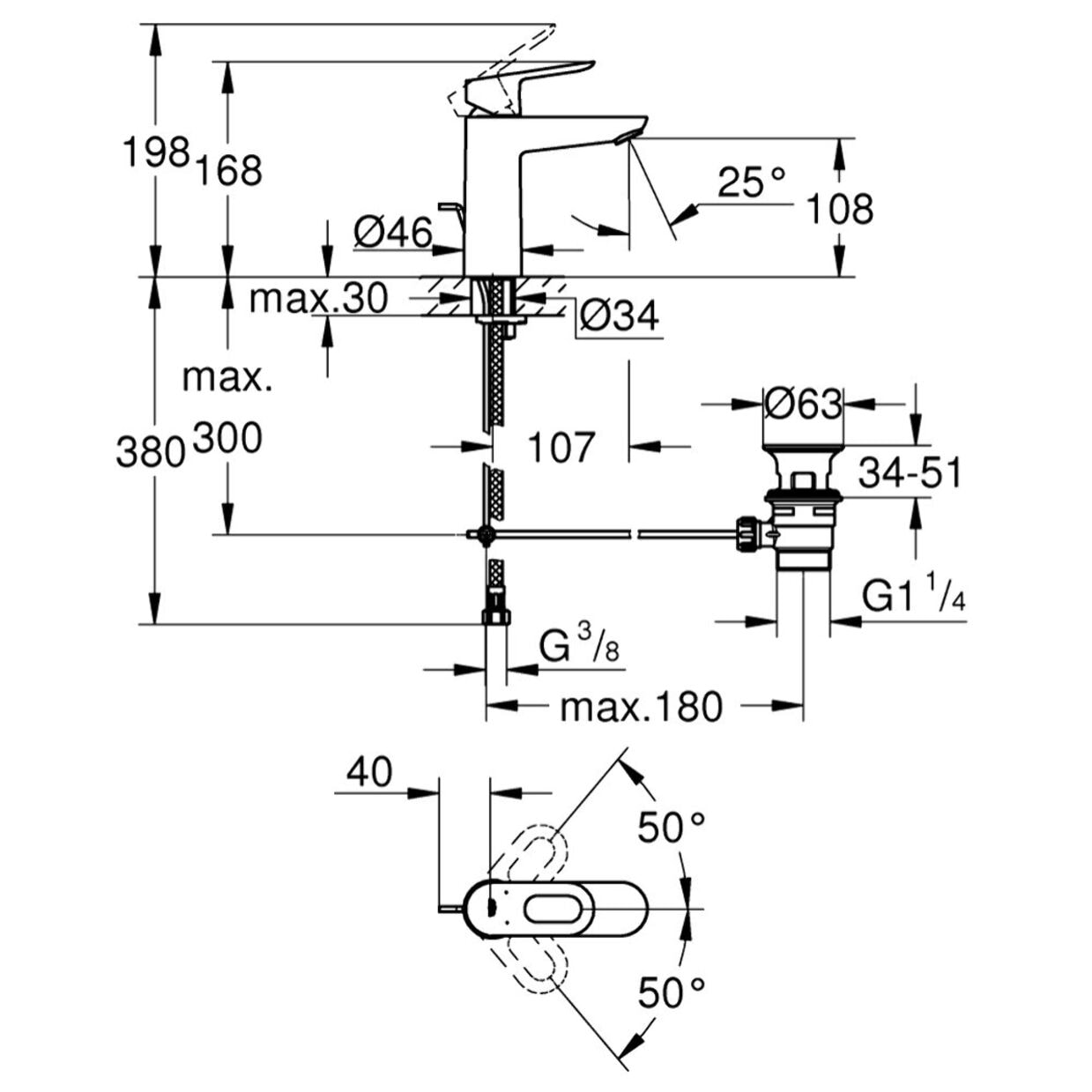 GROHE BauLoop Mitigeur monocommande Lavabo Taille M 23762000