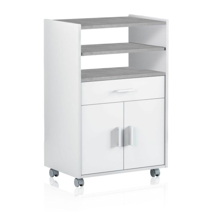 Mueble microondas Stella Blanco Artik (Blanco Mate) - Gris Cemento