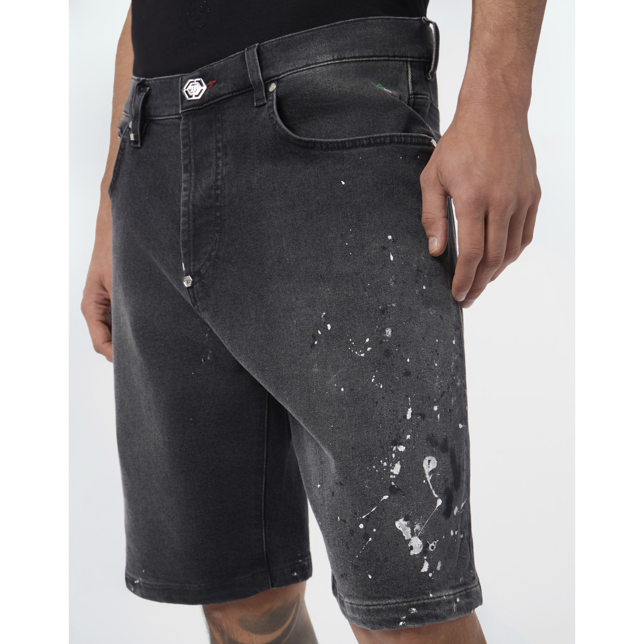 PHILIPP PLEIN Denim Shorts Paint