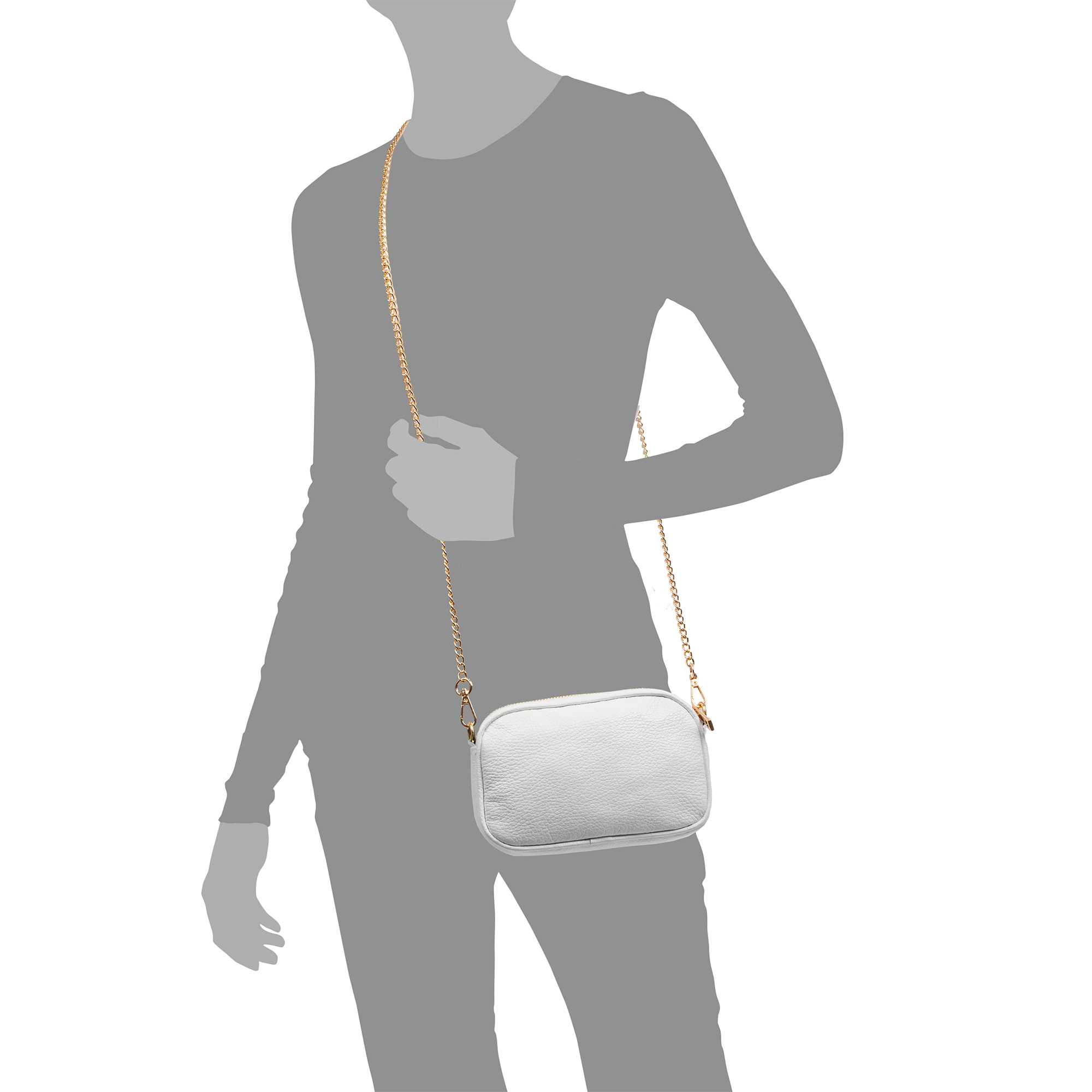 Asola bolso bandolera, de piel auténtica acabado dollaro.