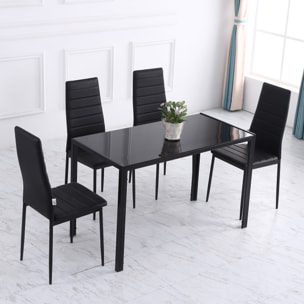 Mesa de Comedor de Cristal Mesa Rectangular para 4-6 Personas con Patas de Metal Multifuncional para Cocina Salón 120x60x75 cm Negro