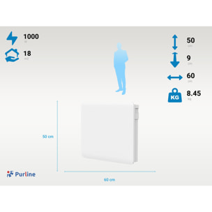 Radiateur à inertie avec plaque céramique interne avec contrôle WIFI 1000   W