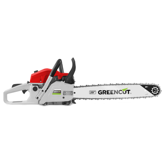 Motosierra de gasolina - motor de gasolina de 2 Tiempos de 61,2cc - 3,6CV espada de 20” - Greencut GS610X