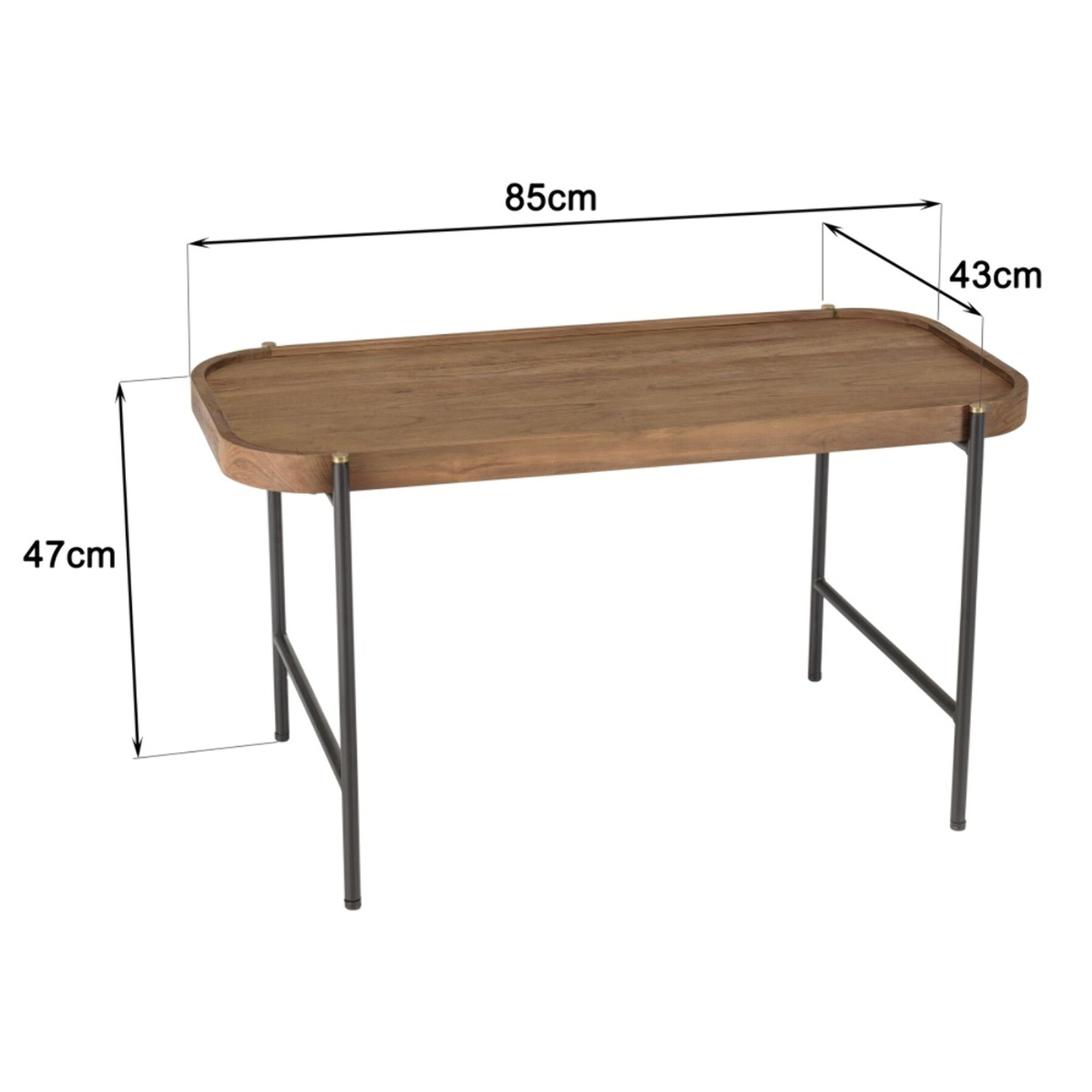 SIXTINE - Table basse ovale 85x43cm plateau en bois de teck recyclé