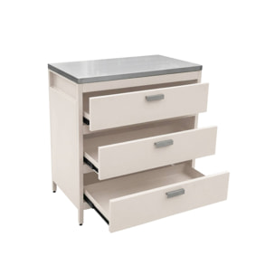 Cuisine d'extérieure en acier beige avec 3 tiroirs L80cm