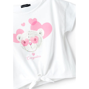 Camiseta Corazones Oso Blanco