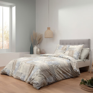 Parure de lit avec housse de couette 240x220 cm + 2 taies d'oreiller 65x65 cm 100% percale de coton - ARIANE -