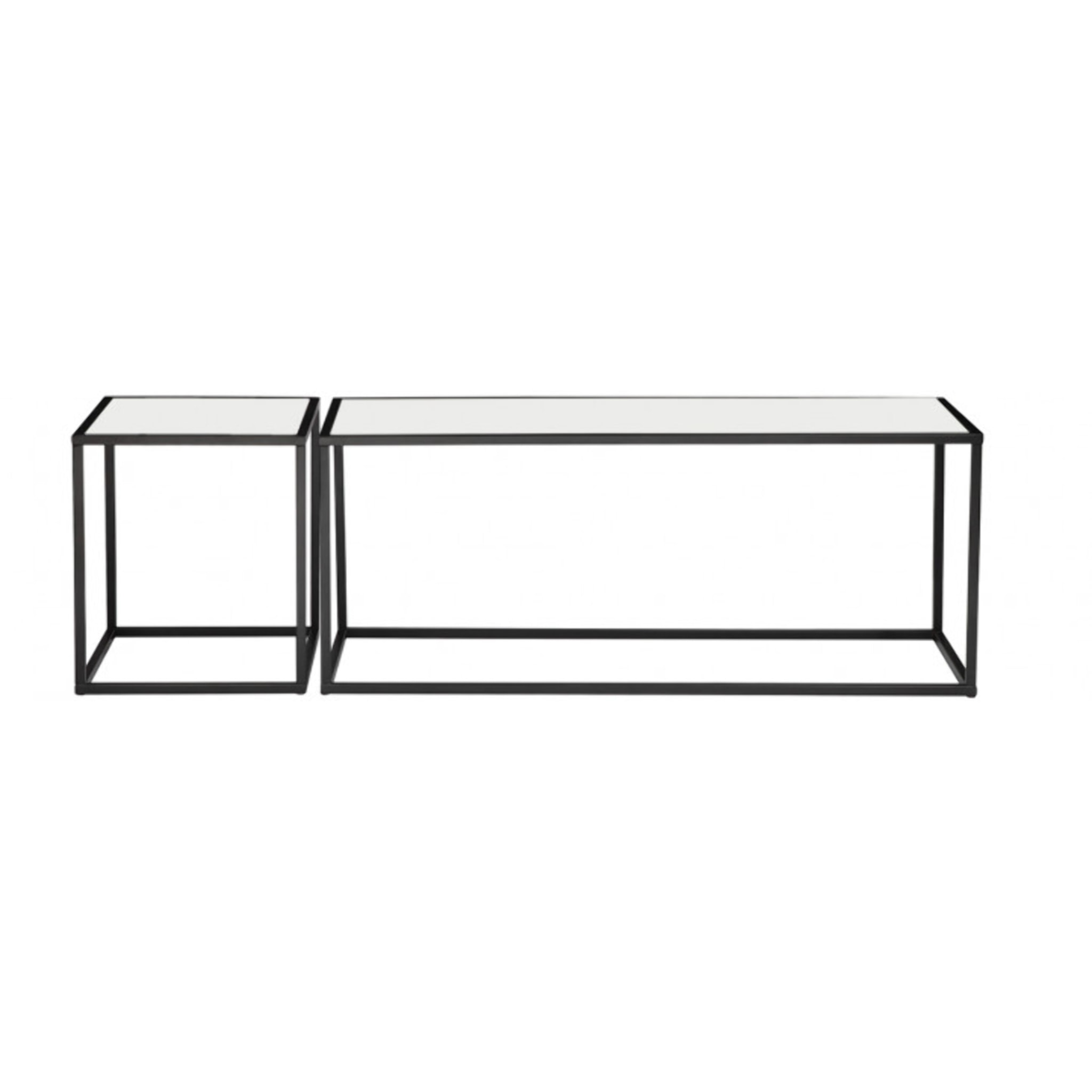 Set de 2 tables en métal et plateaux céramiques réversibles - LIVORNO