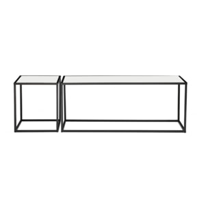 Set de 2 tables en métal et plateaux céramiques réversibles - LIVORNO