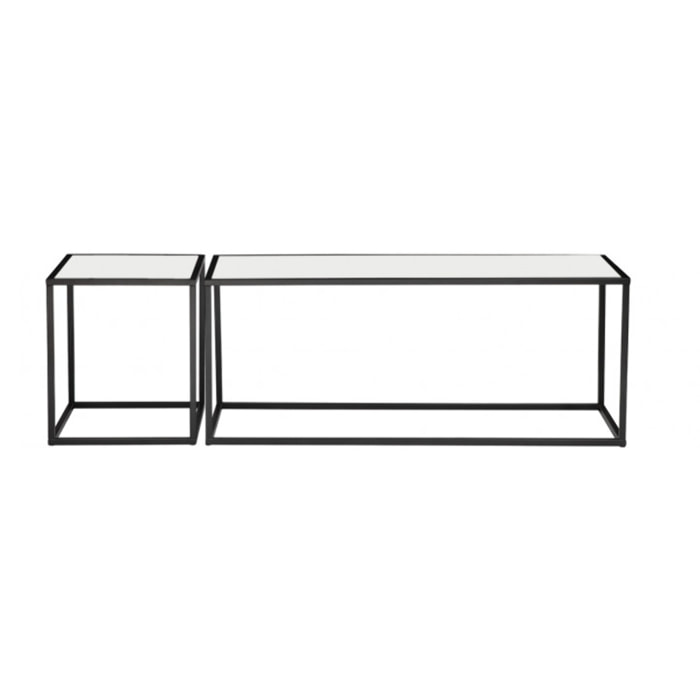 Set de 2 tables en métal et plateaux céramiques réversibles - LIVORNO