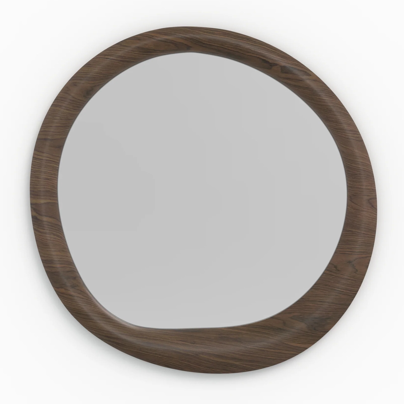 Miroir rond en placage noyer, D100 cm - Yoko