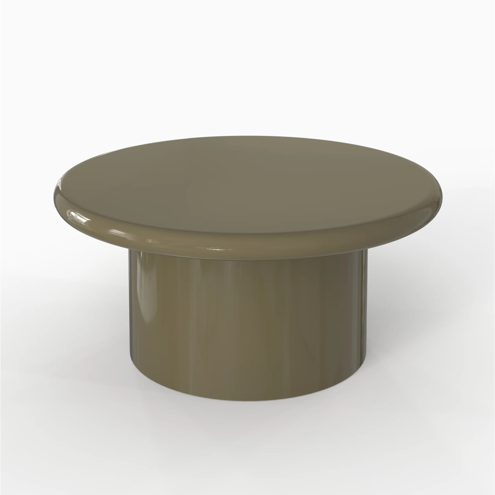 Table basse laquée vert kaki en MDF, D80 cm - Apoline
