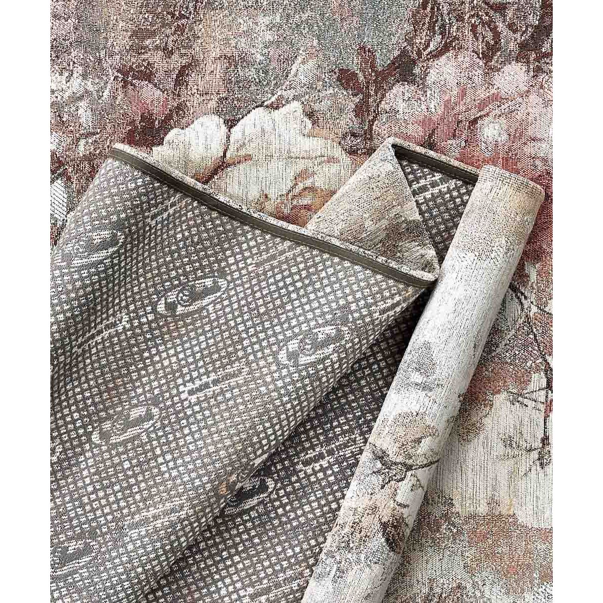 Tappeto Arredo Disegno Floreale Grigio