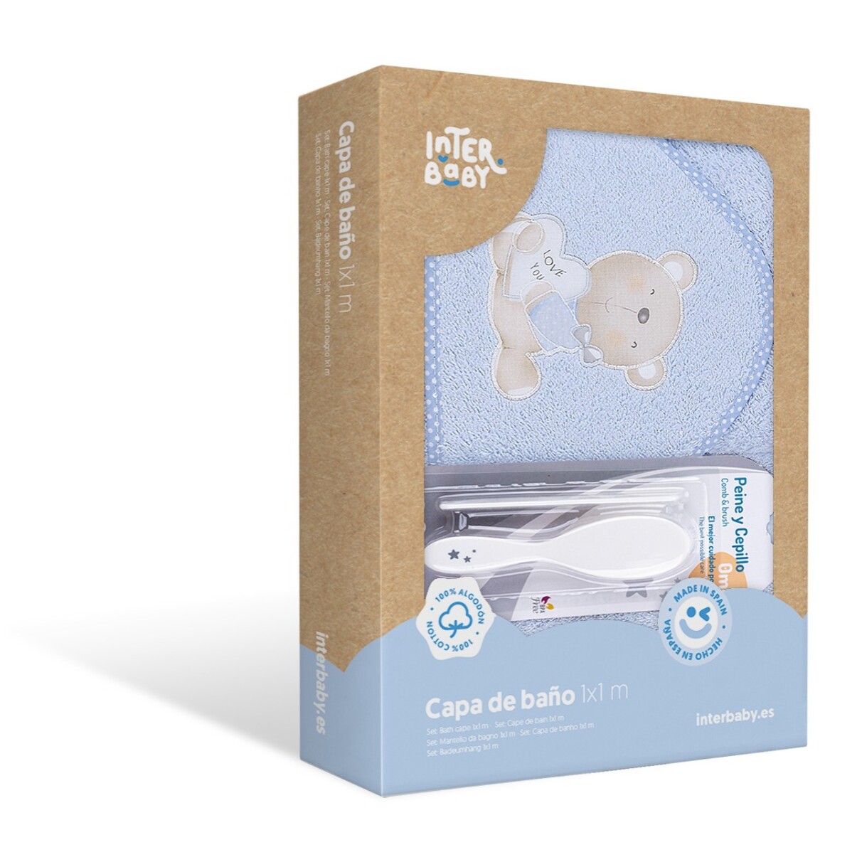 Capa de Baño Love You con Peine y Cepillo