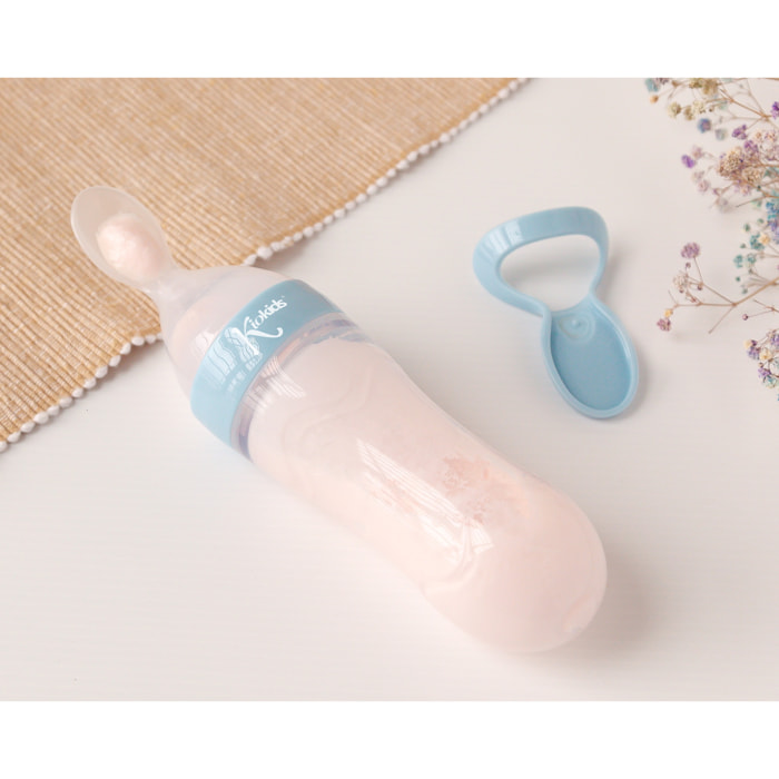 CUCHARA ALIMENTADORA PARA BEBÉS AZUL CLARO