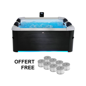 Spa rigide MSPA 6 places 4 coussins hydromassages. 8 filtres + bâche incluse 180 cm x 65 cm