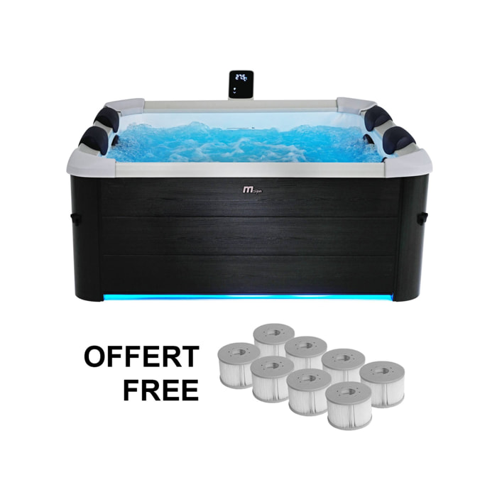 Spa rigide MSPA 6 places 4 coussins hydromassages. 8 filtres + bâche incluse 180 cm x 65 cm