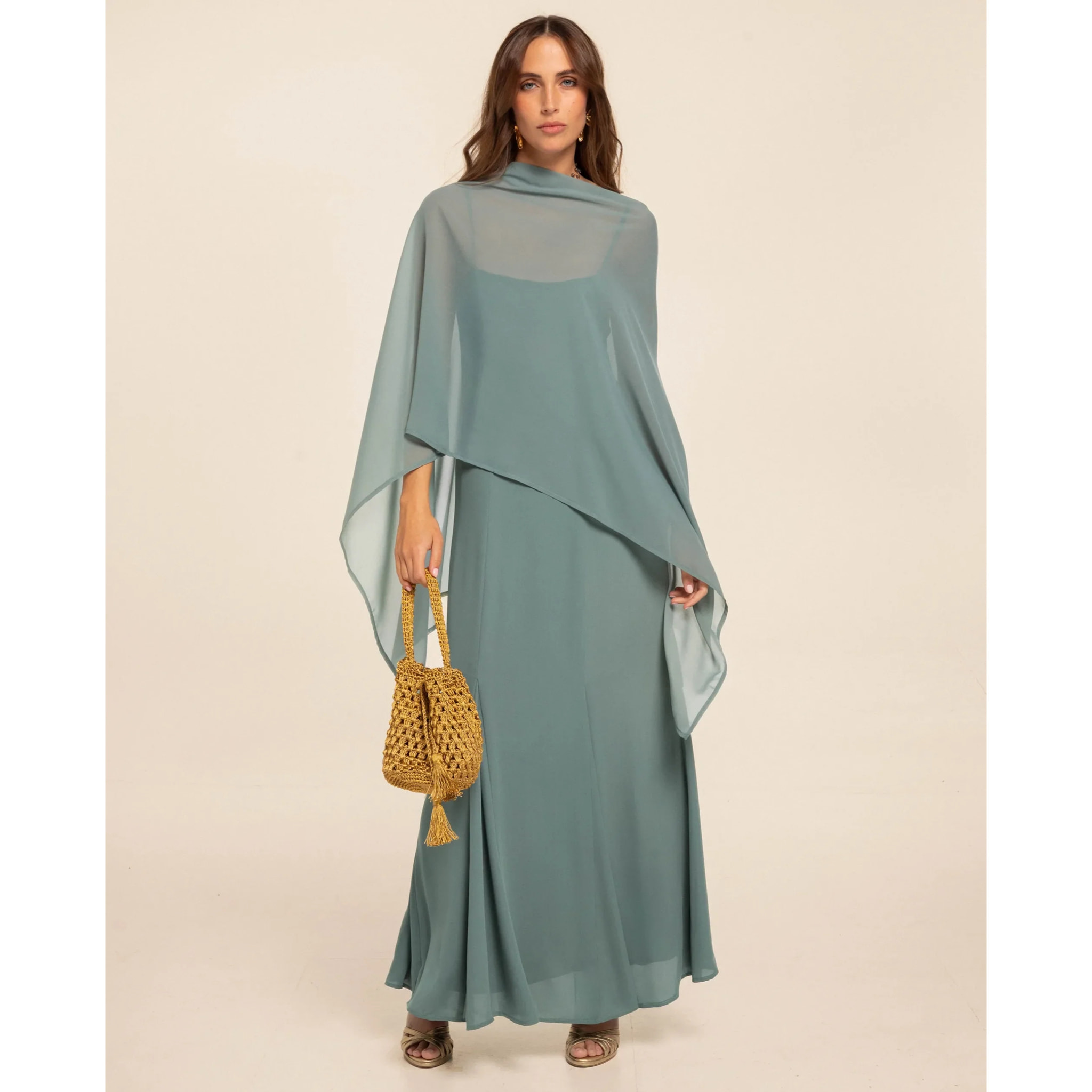 Vestido largo corte imperio con godets