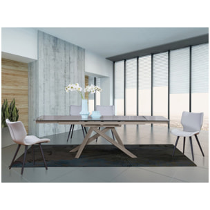 Table de repas extensible verre trempé piétement métal 160/240 cm - BOLTON