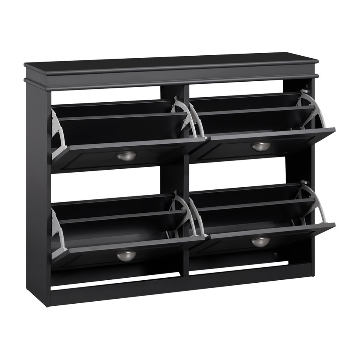 Mobile scarpiera grigio moderno con 4 ribalte 105x24x82 cm design bugnato- Vittoria