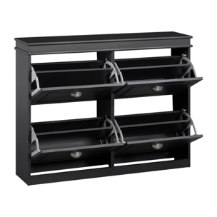 Mobile scarpiera grigio moderno con 4 ribalte 105x24x82 cm design bugnato- Vittoria