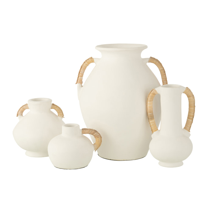 J-Line vase Leo - keramiek - blanc/naturel - 43 cm de hauteur