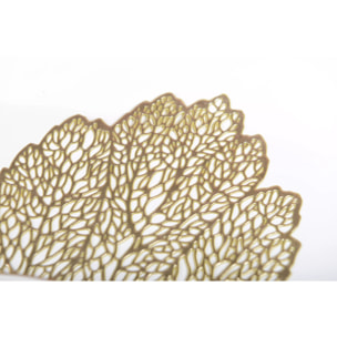 Lot de 6 Dessous d'assiette feuille chêne doré