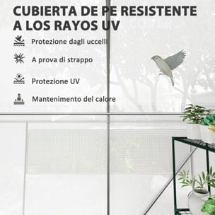 Invernadero de Exterior 6x3x2 m Invernadero de Túnel con 6 Ventanas de Malla Cubierta de PE Anti-UV y 3 Puertas Enrollables con Cremallera Invernadero para Jardín Patio Blanco