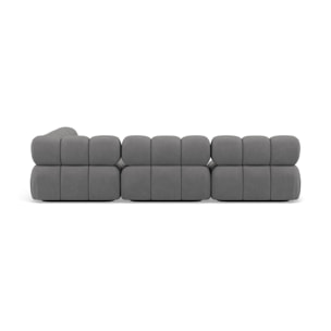 Ruby - canapé modulable d'angle droit 5 places en velours texturé - Gris