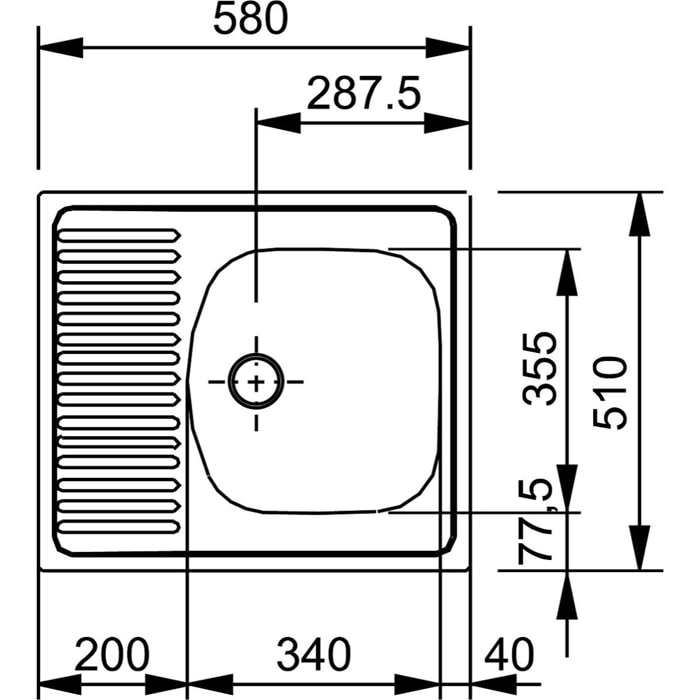 EUROSTAR - évier Acier inoxydable ETN611-58, 580x510 mm + siphon (101.0286.108)
