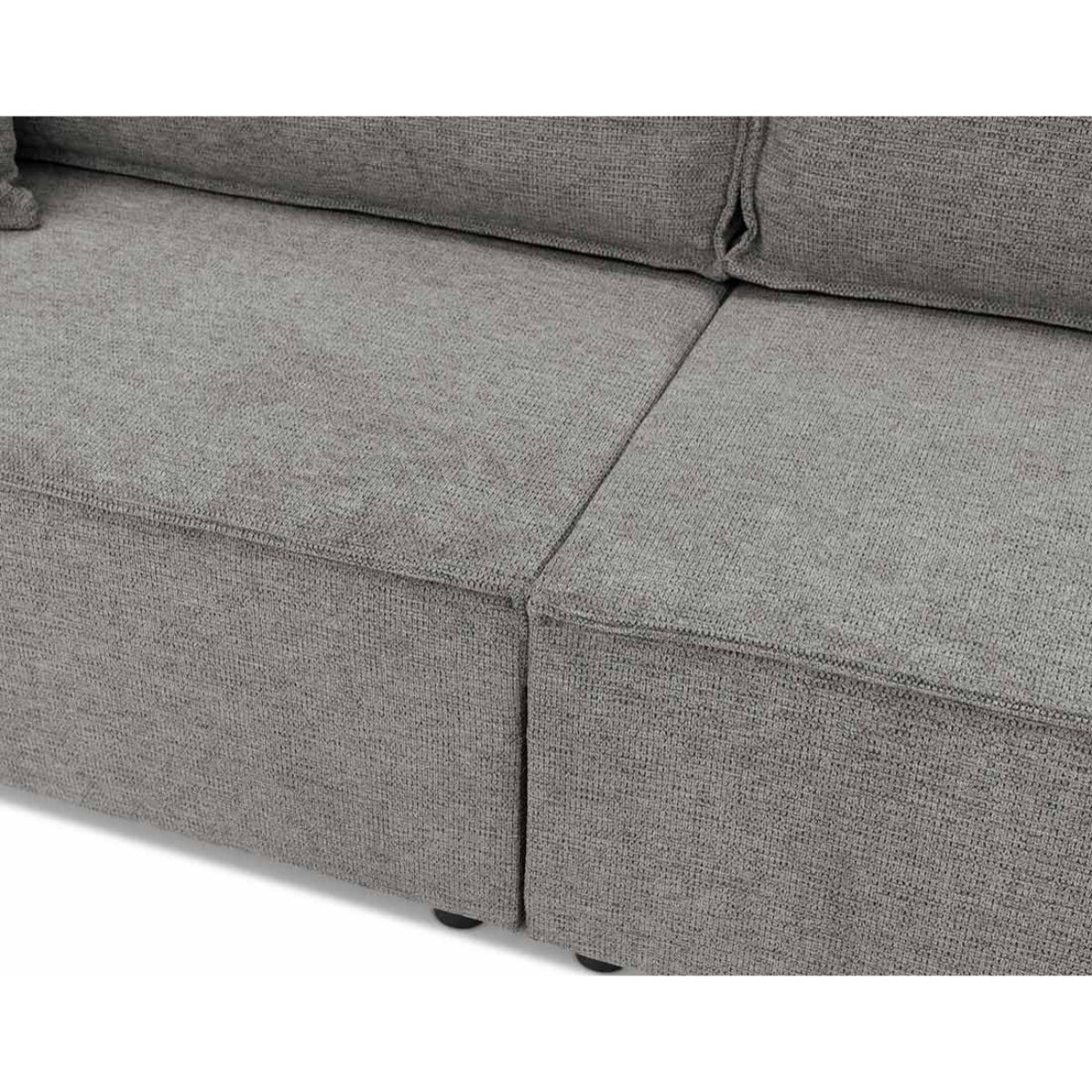 Cezanne - Canapé droit 3 places convertible avec coffre en tissu texturé - Gris