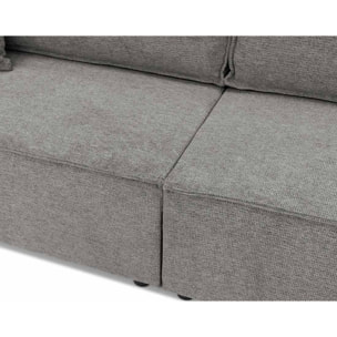 Cezanne - Canapé droit 3 places convertible avec coffre en tissu texturé - Gris