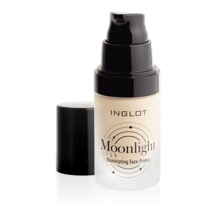 INGLOT MOONLIGHT Prebase iluminadora, Efecto buena cara, Piel jugosa, Los poros se difuminan y la textura de la piel se vuelve más suave e hidratada 25ML. FULL MOON 21, Dorado claro con pigmentos luminosos para pieles claras