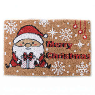 Zerbino natalizio Babbo Natale Merry Christmas in cocco e PVC - Multicolore