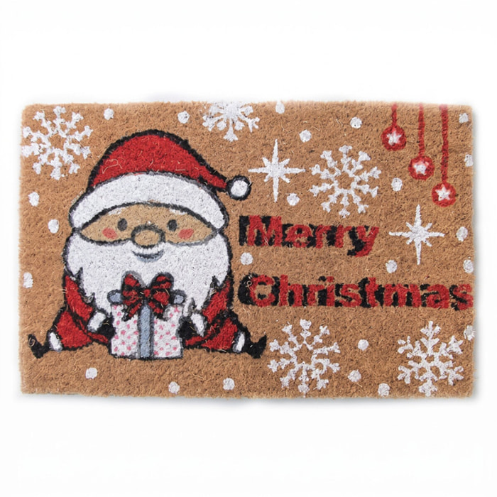 Zerbino natalizio Babbo Natale Merry Christmas in cocco e PVC - Multicolore