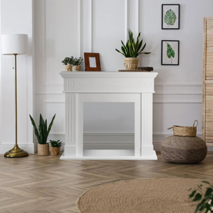 Cambridge - Cornice per Camino 110x100x36 cm Rivestimento Decorativo in Legno MDF Bianco